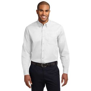 Port Authority Long Sleeve Easy Care Shirt - Dark/All - White/Stone, Light