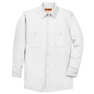 Red Kap Long Sleeve Industrial Work Shirt - Dark/Colors - White