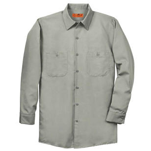 Red Kap Long Sleeve Industrial Work Shirt - Dark/Colors - Gray, Light