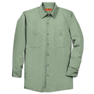 Red Kap Long Sleeve Industrial Work Shirt - Dark/Colors - Green, Light