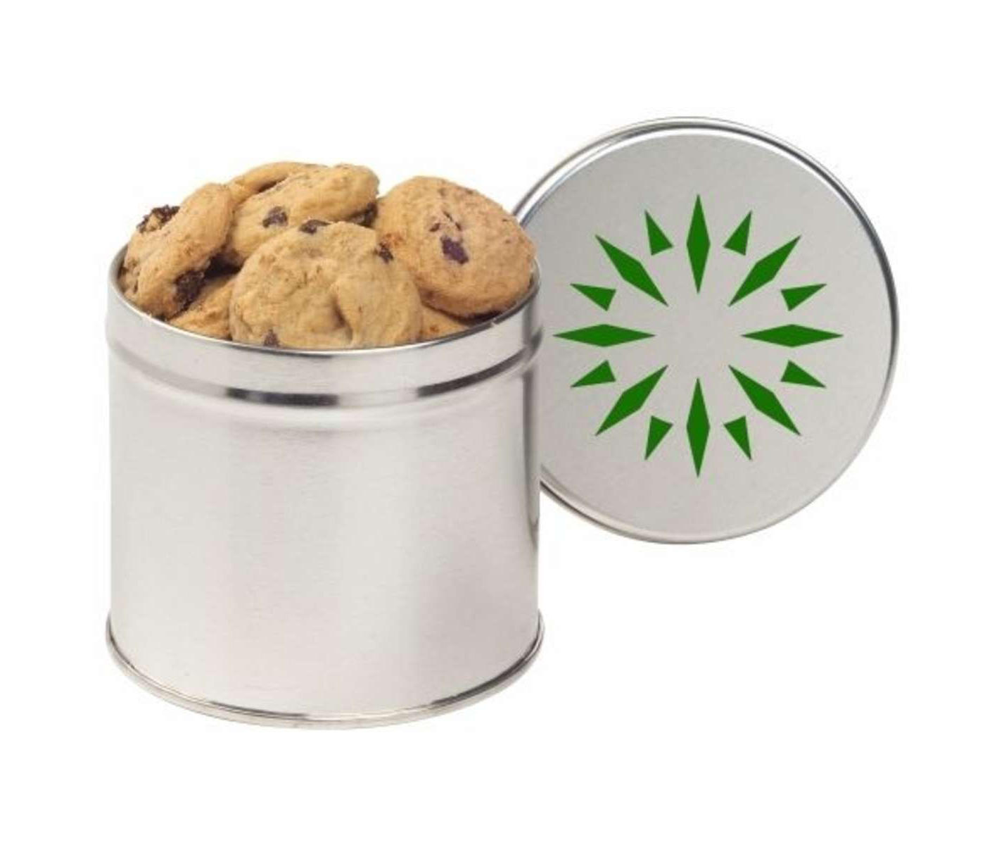 Half Quart Tin Filled with Mini Chocolate Chip Cookies - Silver