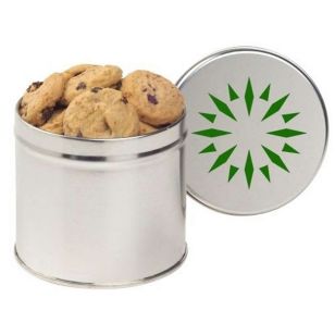 Half Quart Tin Filled with Mini Chocolate Chip Cookies - Silver