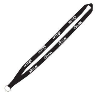 1/2" Economy Polyester Lanyard with Sewn Metal Split Ring - Black