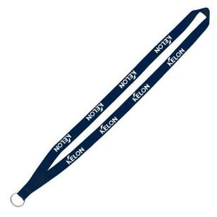 1/2" Economy Polyester Lanyard with Sewn Metal Split Ring - Blue, Navy