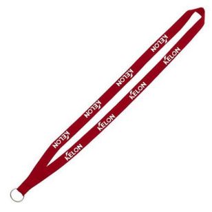 1/2" Economy Polyester Lanyard with Sewn Metal Split Ring - Red