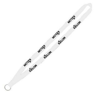 1/2" Economy Polyester Lanyard with Sewn Metal Split Ring - White