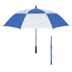 58" Arc Vented Windproof Umbrella - White/Blue, Royal