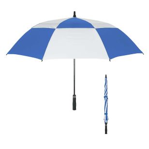 58" Arc Vented Windproof Umbrella - White/Blue, Royal
