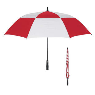 58" Arc Vented Windproof Umbrella - White/Red