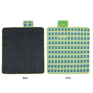Roll-Up Picnic Blanket - Embroidered - Green, Lime/Blue, Light