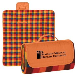 Roll-Up Picnic Blanket - Embroidered - Orange, Multi