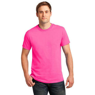 Gildan Ultra 100% Cotton Tee - Dark/Color - Pink, Safety