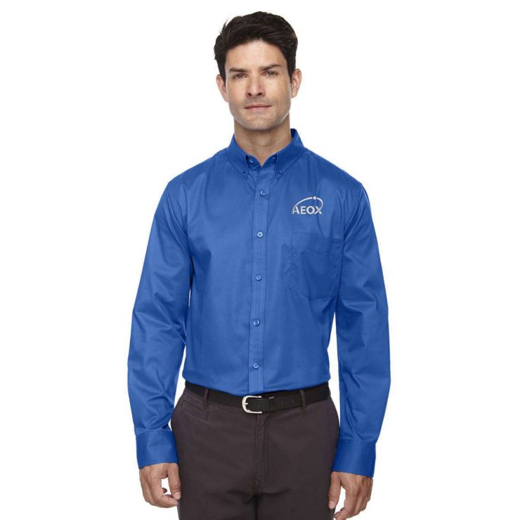 Core 365 Men's Operate Long-Sleeve Twill Shirt - Blue, True Royal