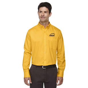 Core 365 Men's Operate Long-Sleeve Twill Shirt - Gold, Campus