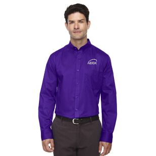 Core 365 Men's Operate Long-Sleeve Twill Shirt - Purple, Campus