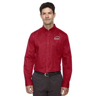 Core 365 Men's Operate Long-Sleeve Twill Shirt - Red, Classic