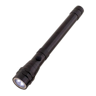 Telescopic Aluminum Flashlight with Magnet - Black