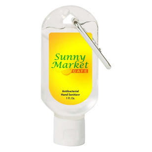 1 Oz. Hand Sanitizer with Carabiner - White