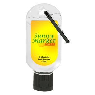 1 Oz. Hand Sanitizer with Carabiner - Black