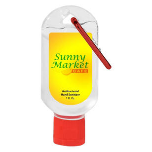 1 Oz. Hand Sanitizer with Carabiner - Red