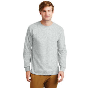 Gildan Ultra Cotton 100% Cotton Long Sleeve T-Shirt - Gray, Ash