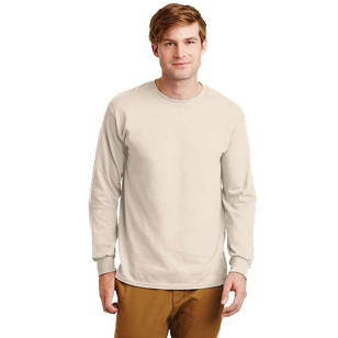 Gildan Ultra Cotton 100% Cotton Long Sleeve T-Shirt - Natural