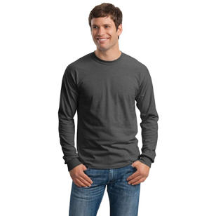 Gildan Ultra Cotton 100% Cotton Long Sleeve T-Shirt - Gray, Dark Heathered