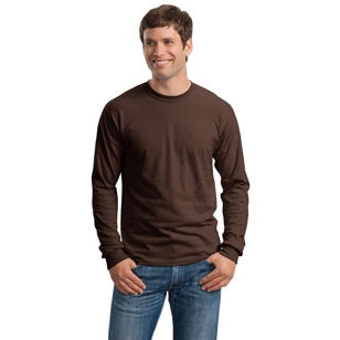 Gildan Ultra Cotton 100% Cotton Long Sleeve T-Shirt - Chocolate, Dark