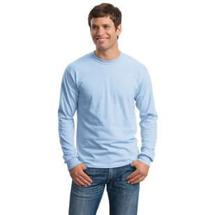 Gildan Ultra Cotton 100% Cotton Long Sleeve T-Shirt - Blue, Light