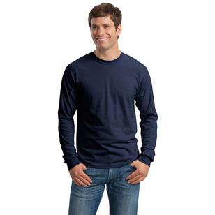 Gildan Ultra Cotton 100% Cotton Long Sleeve T-Shirt - Blue, Navy