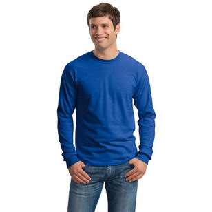 Gildan Ultra Cotton 100% Cotton Long Sleeve T-Shirt - Blue, Royal