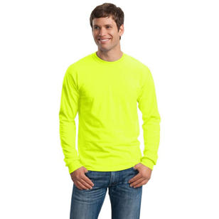 Gildan Ultra Cotton 100% Cotton Long Sleeve T-Shirt - Green, Safety