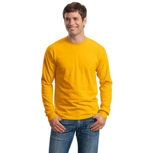 Gildan Ultra Cotton 100% Cotton Long Sleeve T-Shirt - Gold, Athletic