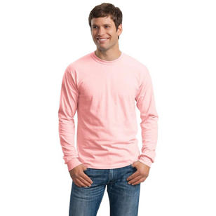 Gildan Ultra Cotton 100% Cotton Long Sleeve T-Shirt - Pink, Light