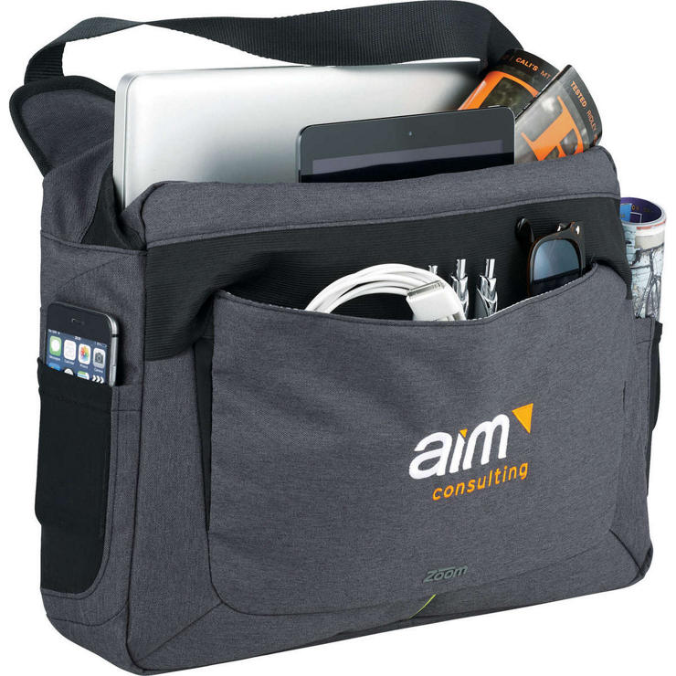 Zoom® Power Stretch 15" Computer Messenger Bag - Gray