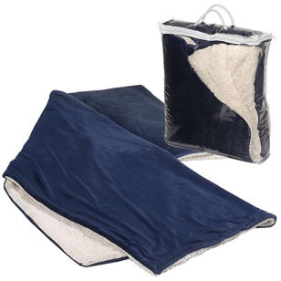 Micro Mink Sherpa Blanket - Blue, Navy