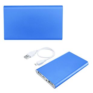 Slim Duo USB Aluminum Power Bank Charger - UL Certified - Blue, Reflex