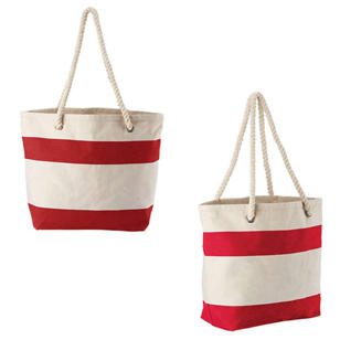 Cotton Resort Tote with Rope Handle - Red