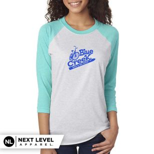 Next Level Unisex Triblend 3/4 Sleeve Raglan Tee - Dark/All - Blue, Tahiti/ White, Heather