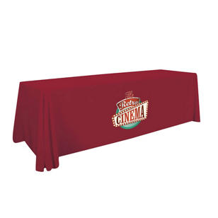 24 Hour Quick Ship 8' Economy Table Throw (Full-Color) - Red