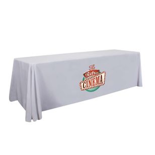 24 Hour Quick Ship 8' Economy Table Throw (Full-Color) - White