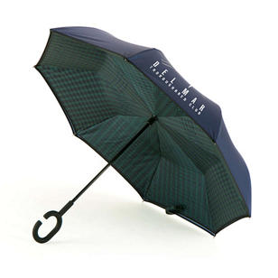 Stratus Reversible Umbrella - Blue, Green Plaid