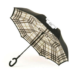 Stratus Reversible Umbrella - Black, Cream Plaid