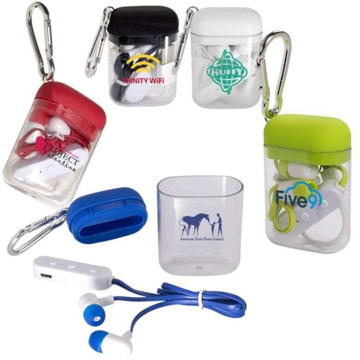 Budget Bluetooth Earbuds In Carabiner Case - 