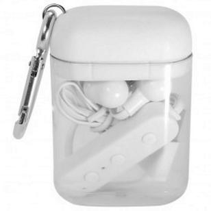 Budget Bluetooth Earbuds In Carabiner Case - White