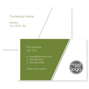 Angular Lines Business Card 2x3-1/2 Rectangle Horizontal - Moss Green