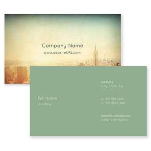 Cityscape Dream Business Card 2x3-1/2 Rectangle Horizontal - De York Green