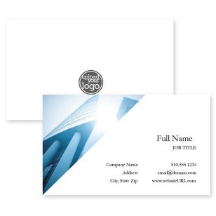 Classic Corners Business Card 2x3-1/2 Rectangle Horizontal - Blue, Sky