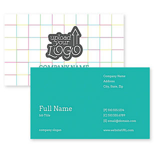 Color Grid Business Card 2x3-1/2 Rectangle Horizontal - Tropical Teal
