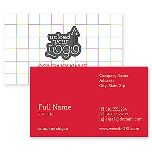 Color Grid Business Card 2x3-1/2 Rectangle Horizontal - Pomegranate Red